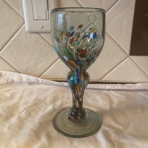 Hand Blown Confetti Wine Glasses Goblet